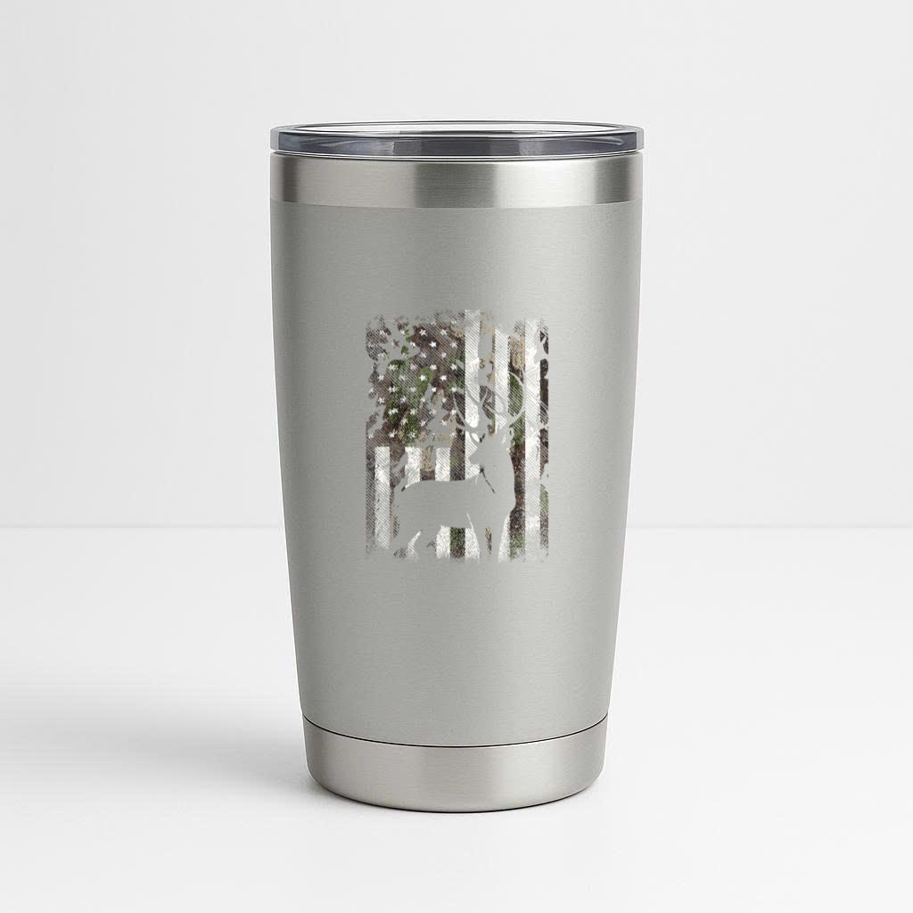 American Deer Hunter Patriotic Flag Tumbler