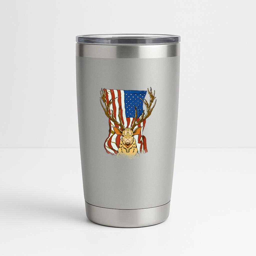 American USA Patriotic Hunter Deer Tumbler