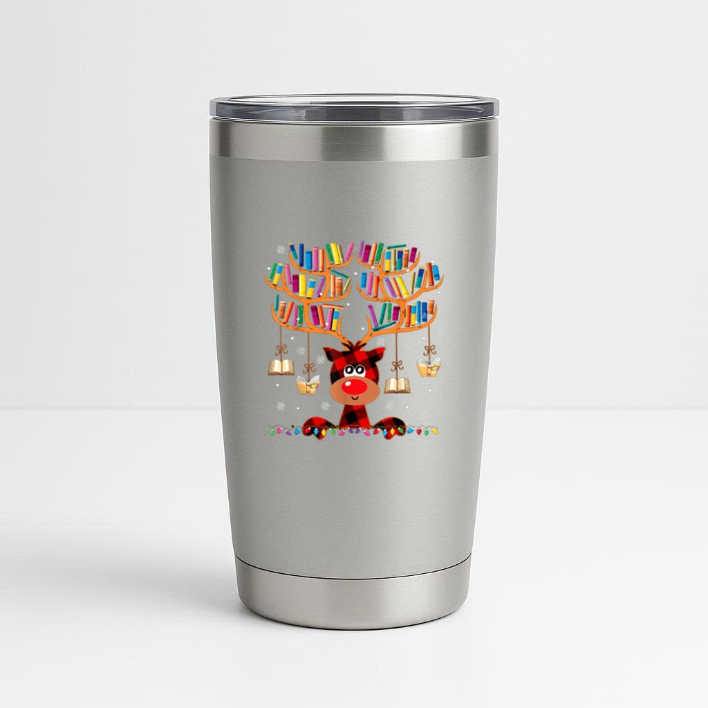 Christmas Library Red Deer Tumbler