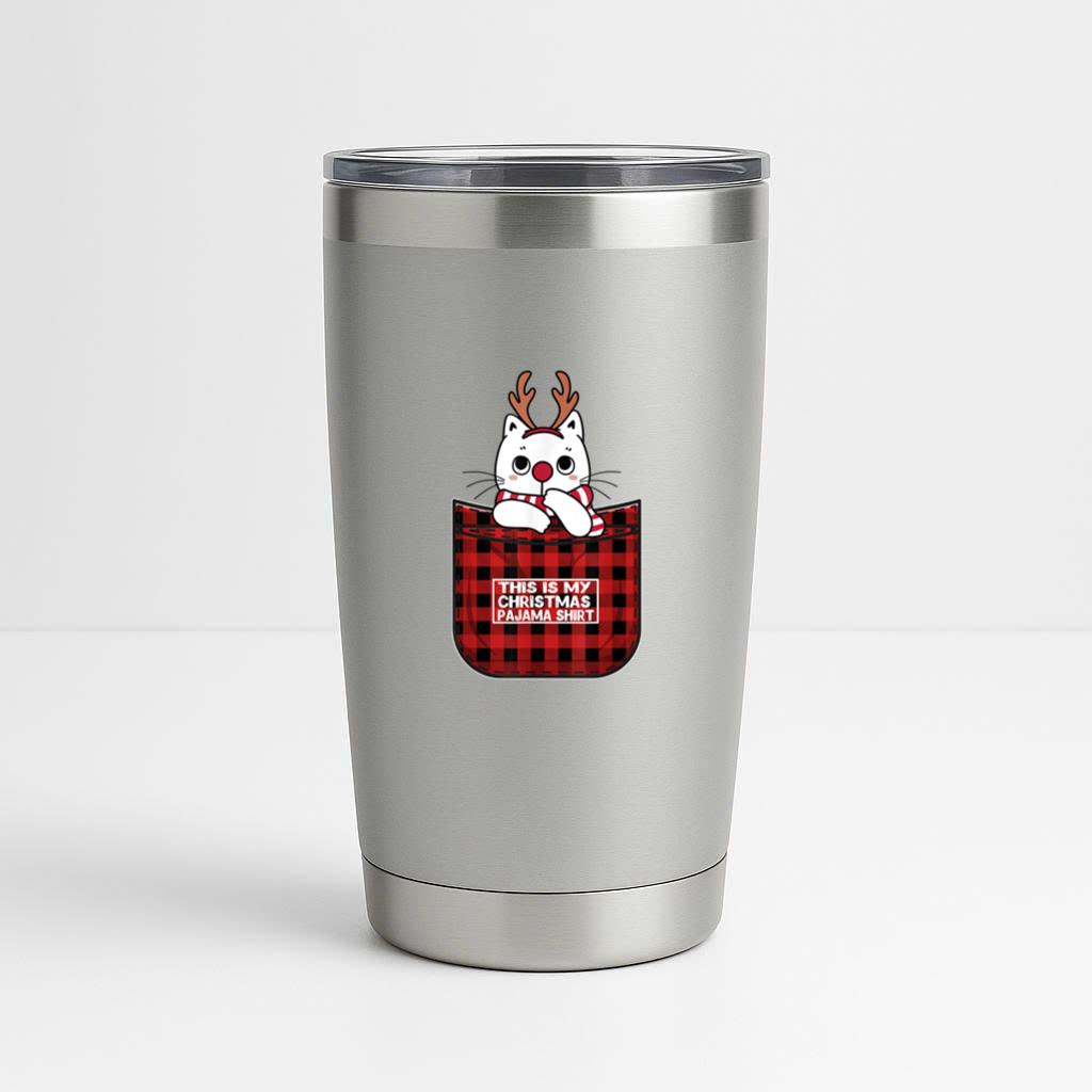 Christmas Pajama Santa Cat Deer Tumbler