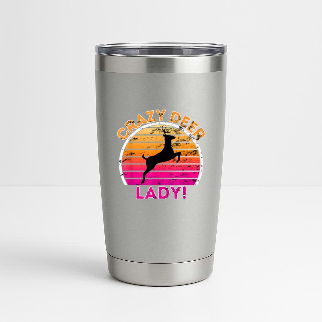 Crazy Deer Lady Retro Deer Tumbler