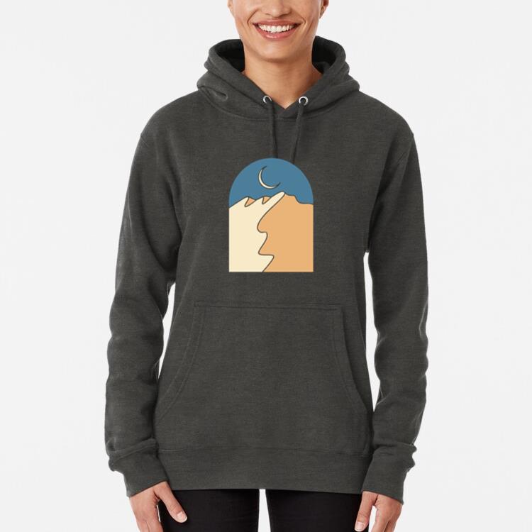 Silhouette Of A Mountain With A Crescent In The Sky Hoodie