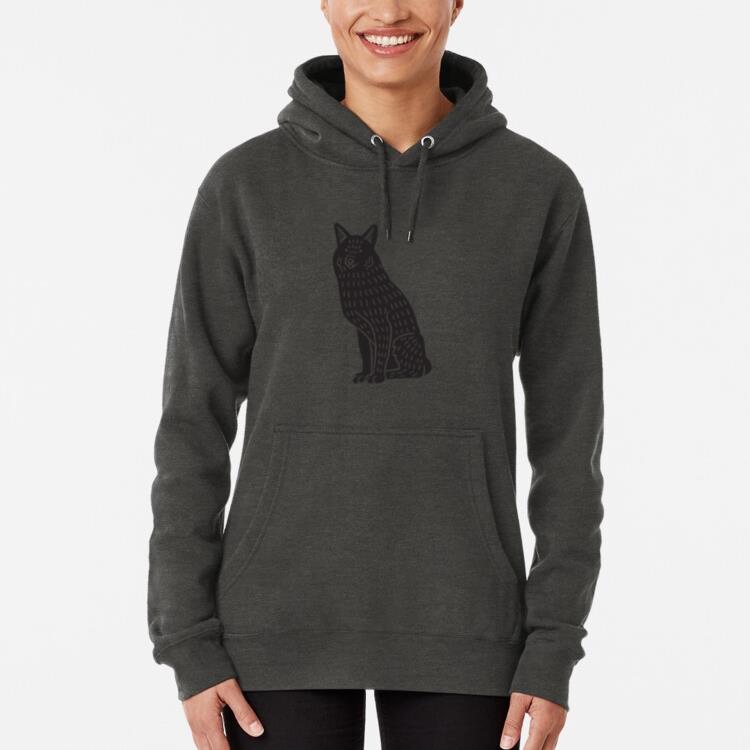 Simple Hand Drawn Sitting Wolf Hoodie
