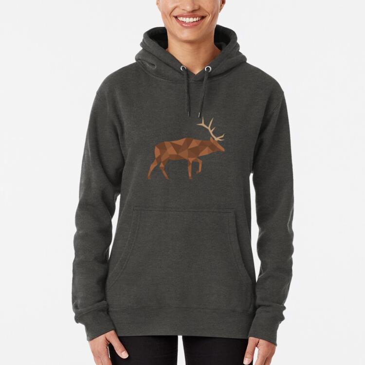 Simple Sideways Color Polygonal Deer Hoodie