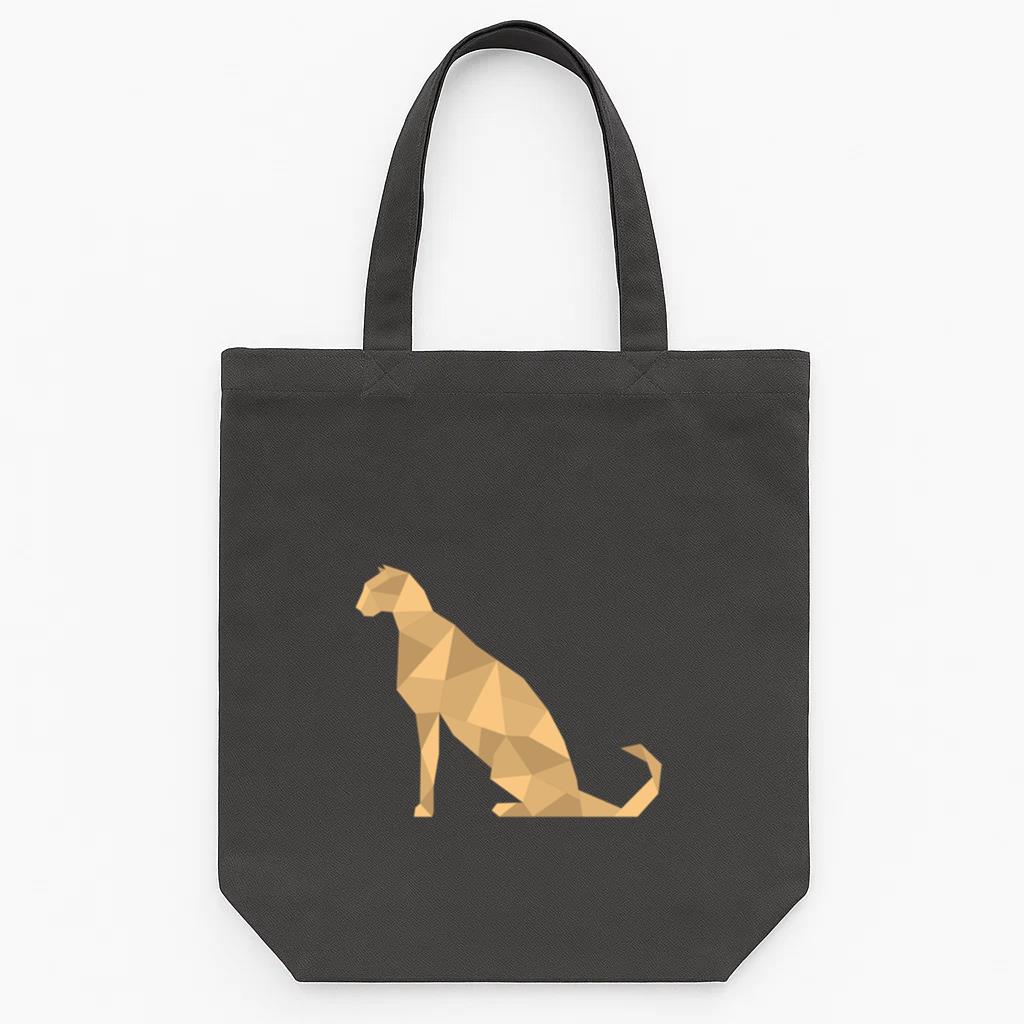 Sitting Polygonal Color Cougar Tote Canvas Bag