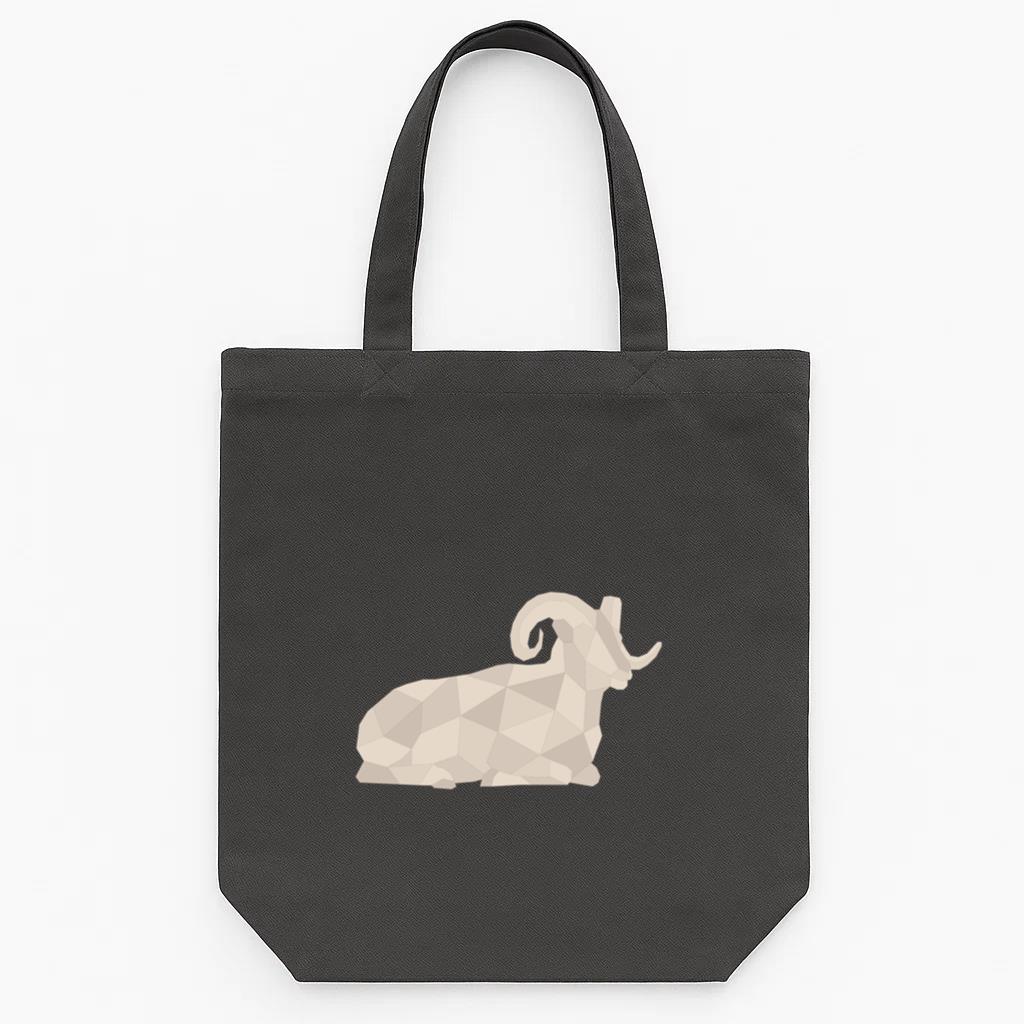 Sitting Polygonal Color Ram Tote Canvas Bag