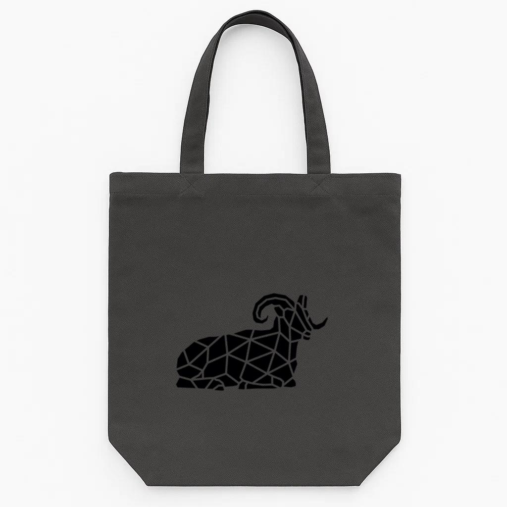 Sitting Polygonal Ram Silhouette Tote Canvas Bag