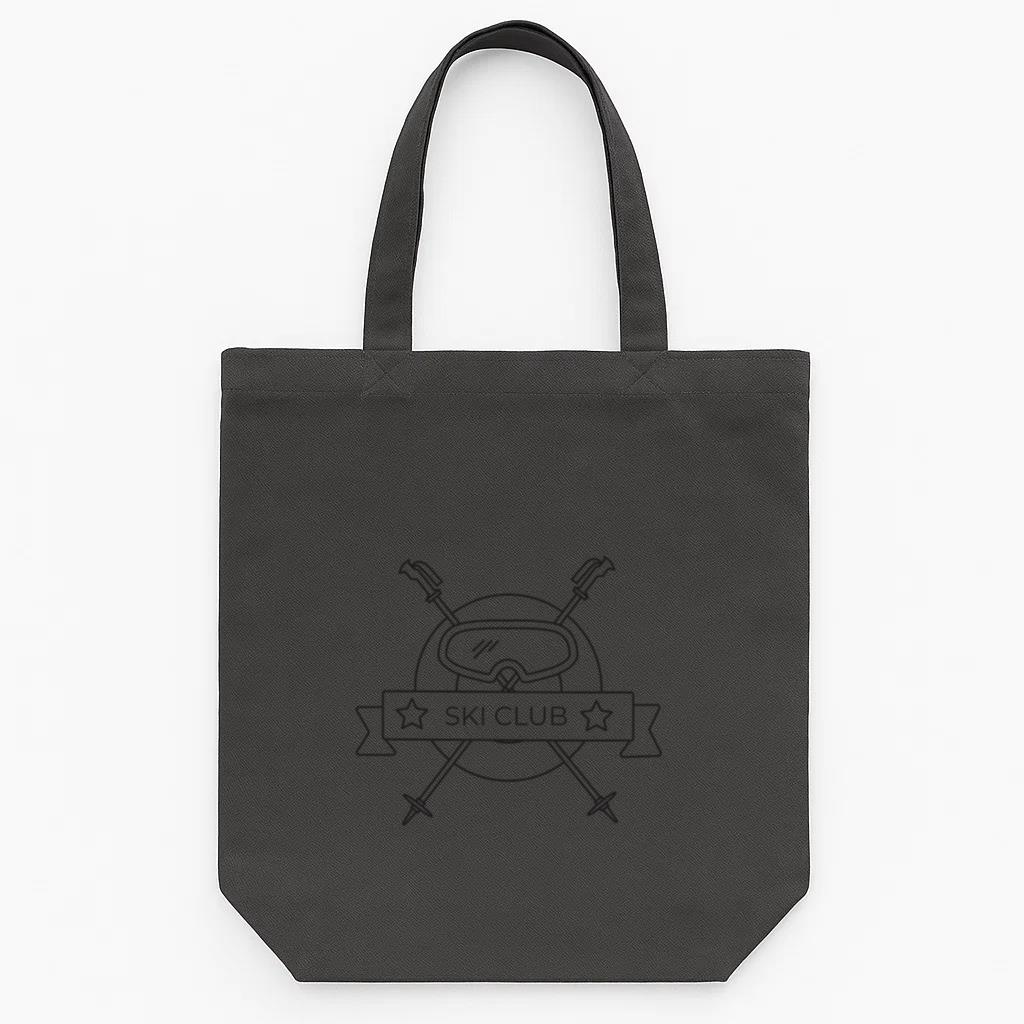 Ski Club Mask Pole Badge Stroke Tote Canvas Bag