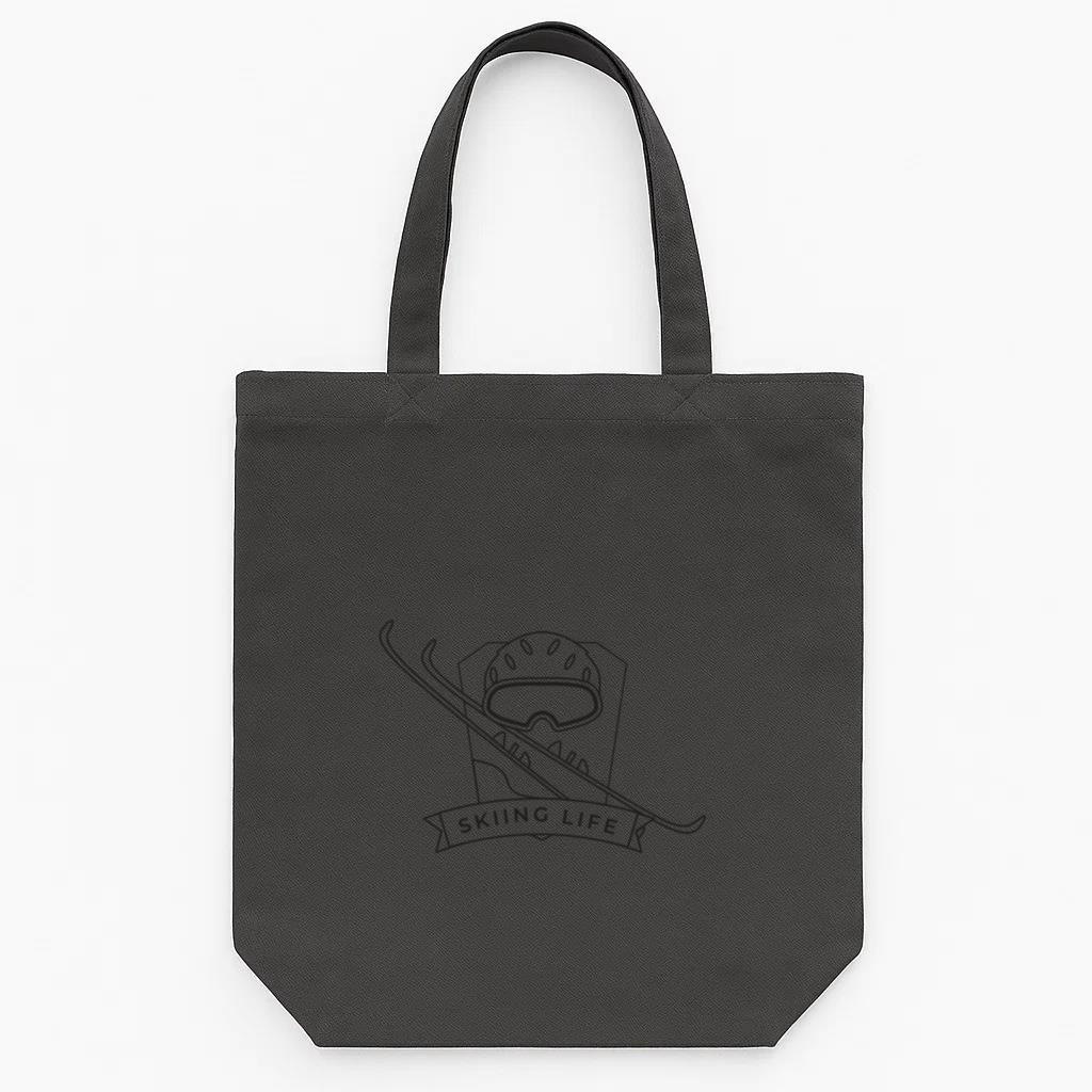 Skiing Life Mask Ski Badge Stroke Tote Canvas Bag