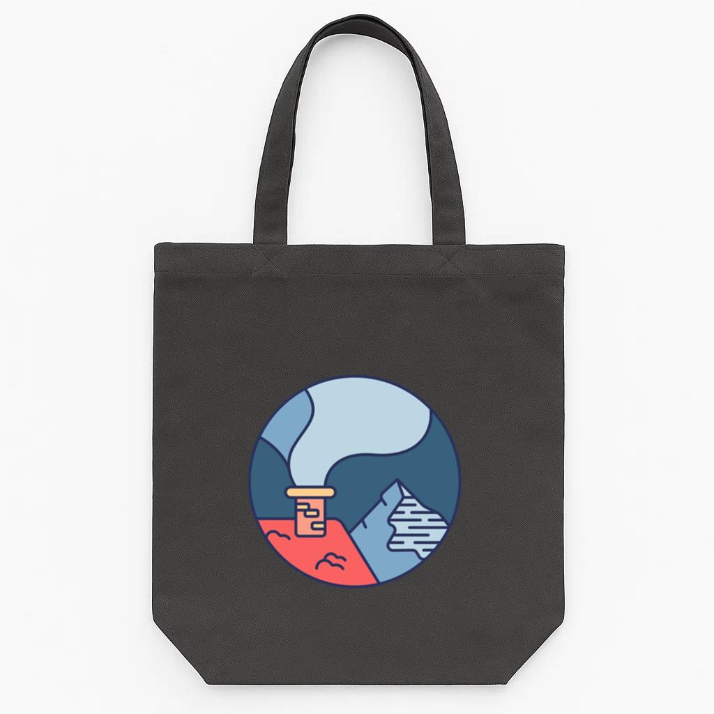 Snow Landscape Chimney Tote Canvas Bag