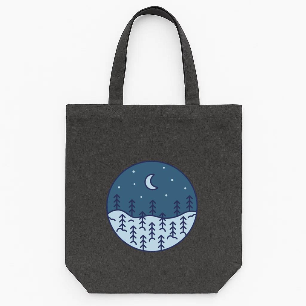 Snow Landscape Moon Tote Canvas Bag
