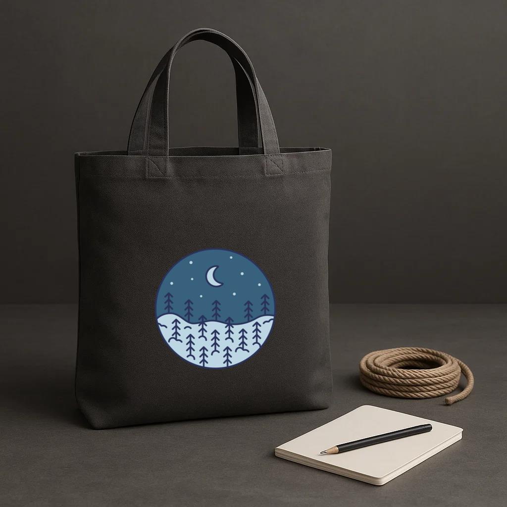 Snow Landscape Moon Tote Canvas Bag - Image 2