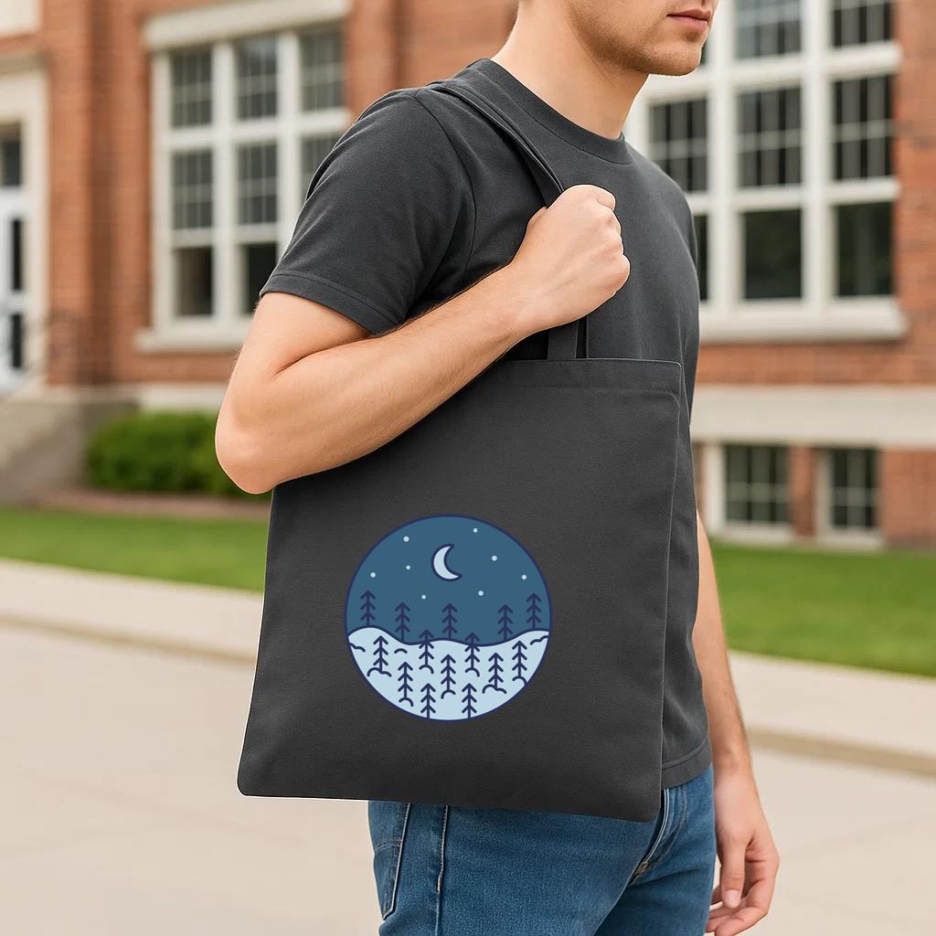 Snow Landscape Moon Tote Canvas Bag - Image 3