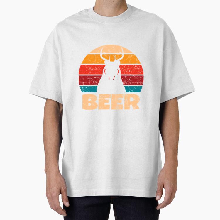 Vintage Drinking Bear Deer Beer Hunting T-Shirt