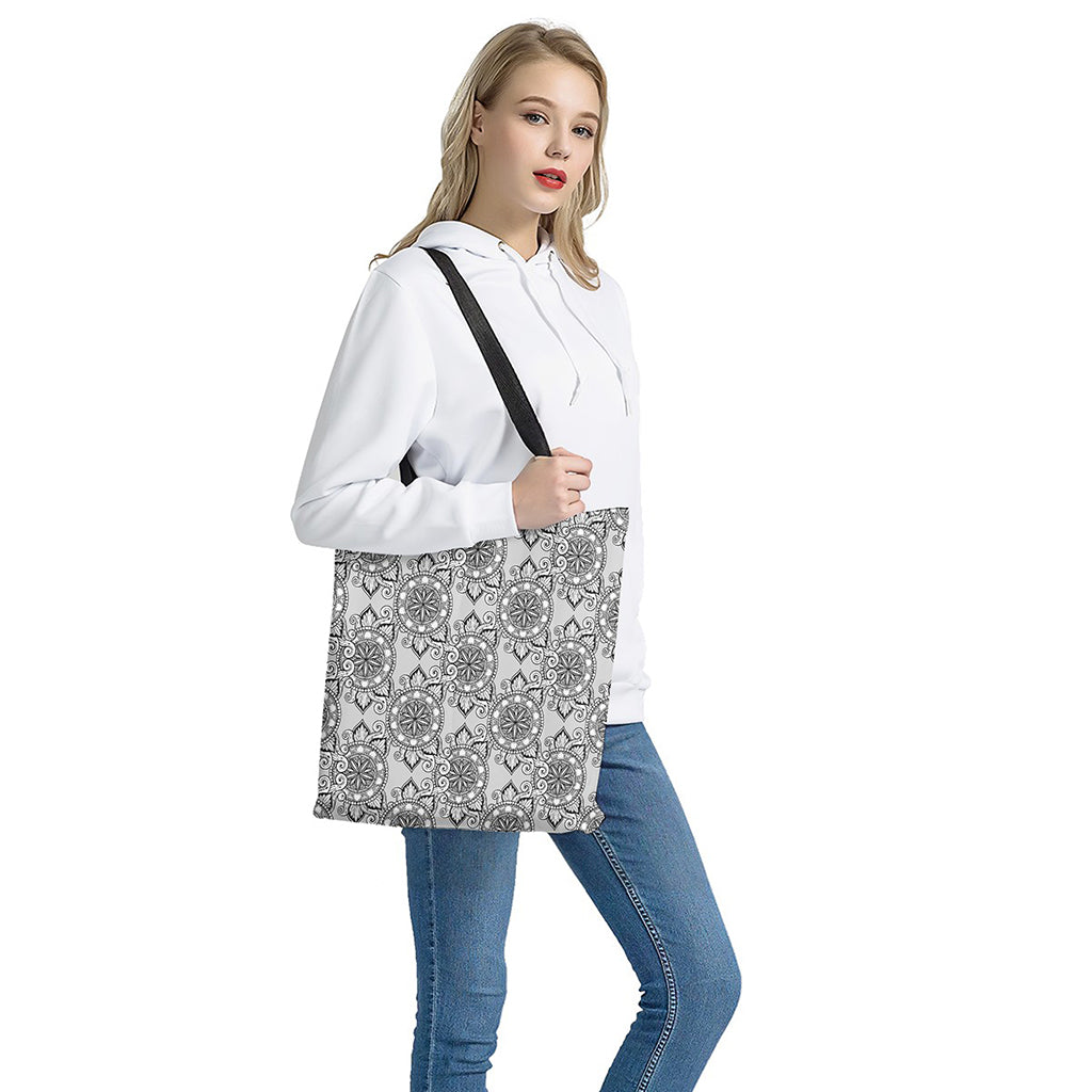 Zentangle Floral Pattern Print Tote Bag